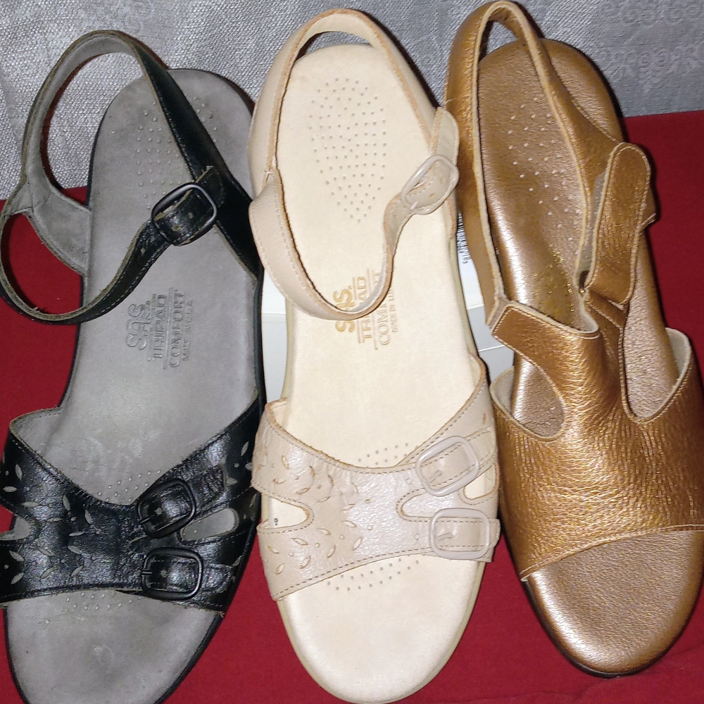 Bundle of SAS Women's Sandals - Black, Cream, and Gold